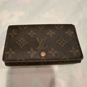 Auth Louis Vuitton Brown Monogram Porte-MonnaieTresor Wallet, good condition
